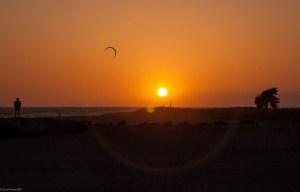 Setting sun Ventura Beach 